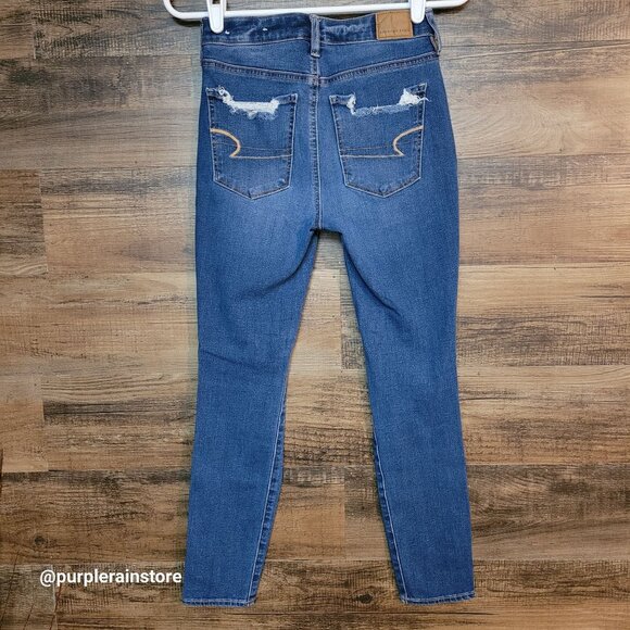 American Eagle Jeans 0 S Dream Jegging Super Hi Rise Medium Wash Tummy Control - Picture 2 of 13